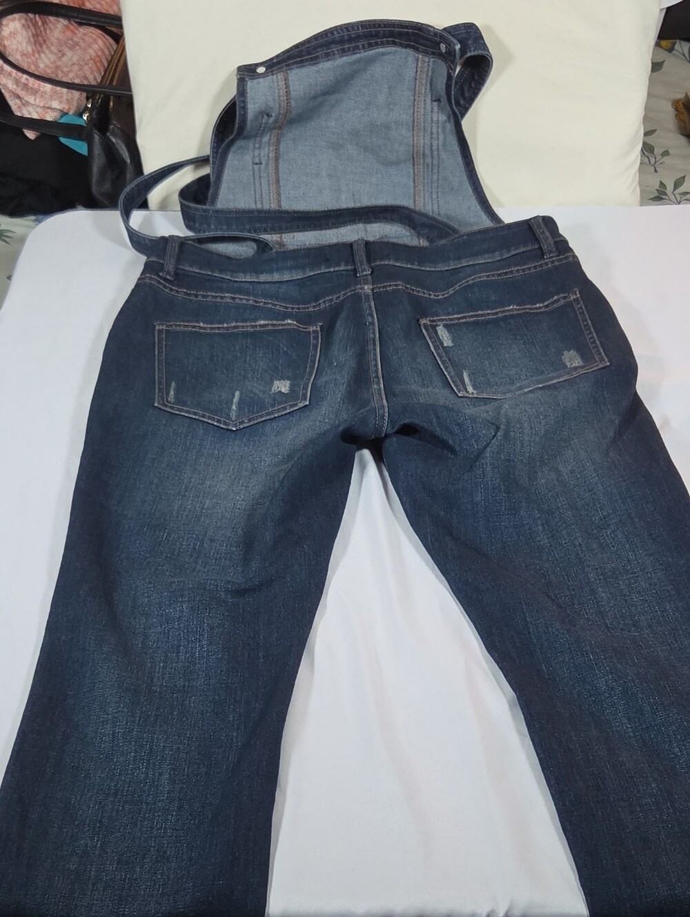 Free People Womens Dark Blue Denim Overalls - Straight Leg Size 29 - Picture 2 of 6